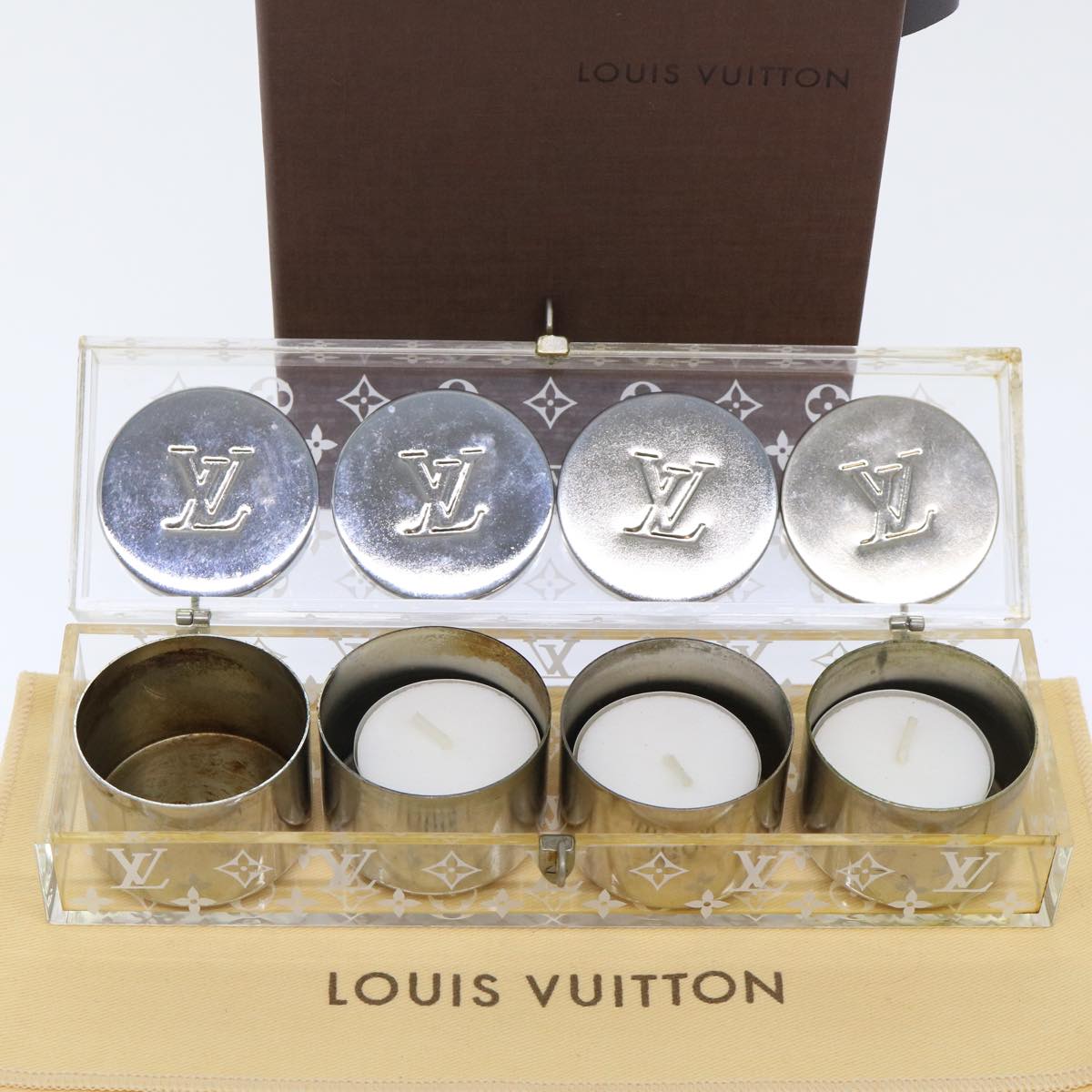 LOUIS VUITTON Monogram Aroma Candle Case Plastic VIP Limited Clear LV Auth 50320