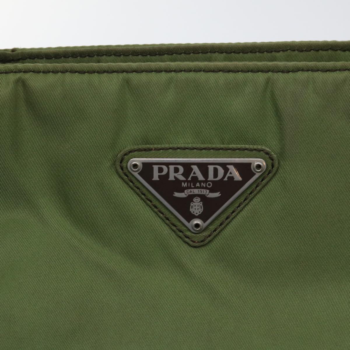 PRADA Hand Bag Nylon Green Auth 50389