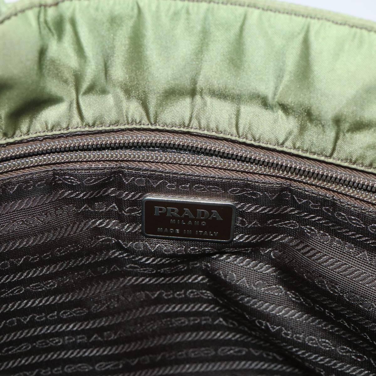 PRADA Hand Bag Nylon Green Auth 50389