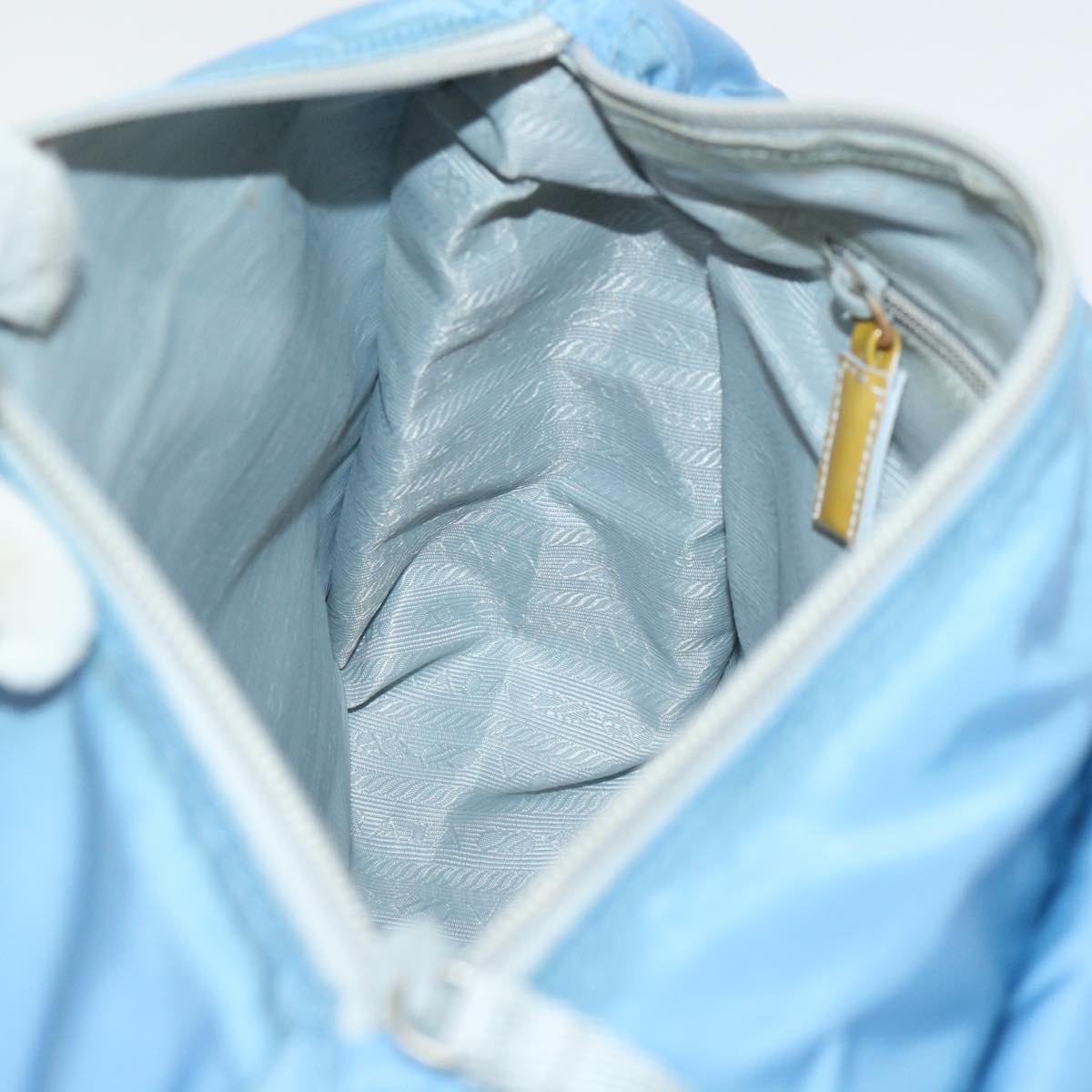 PRADA Shoulder Bag Nylon Light Blue Yellow Auth 50395