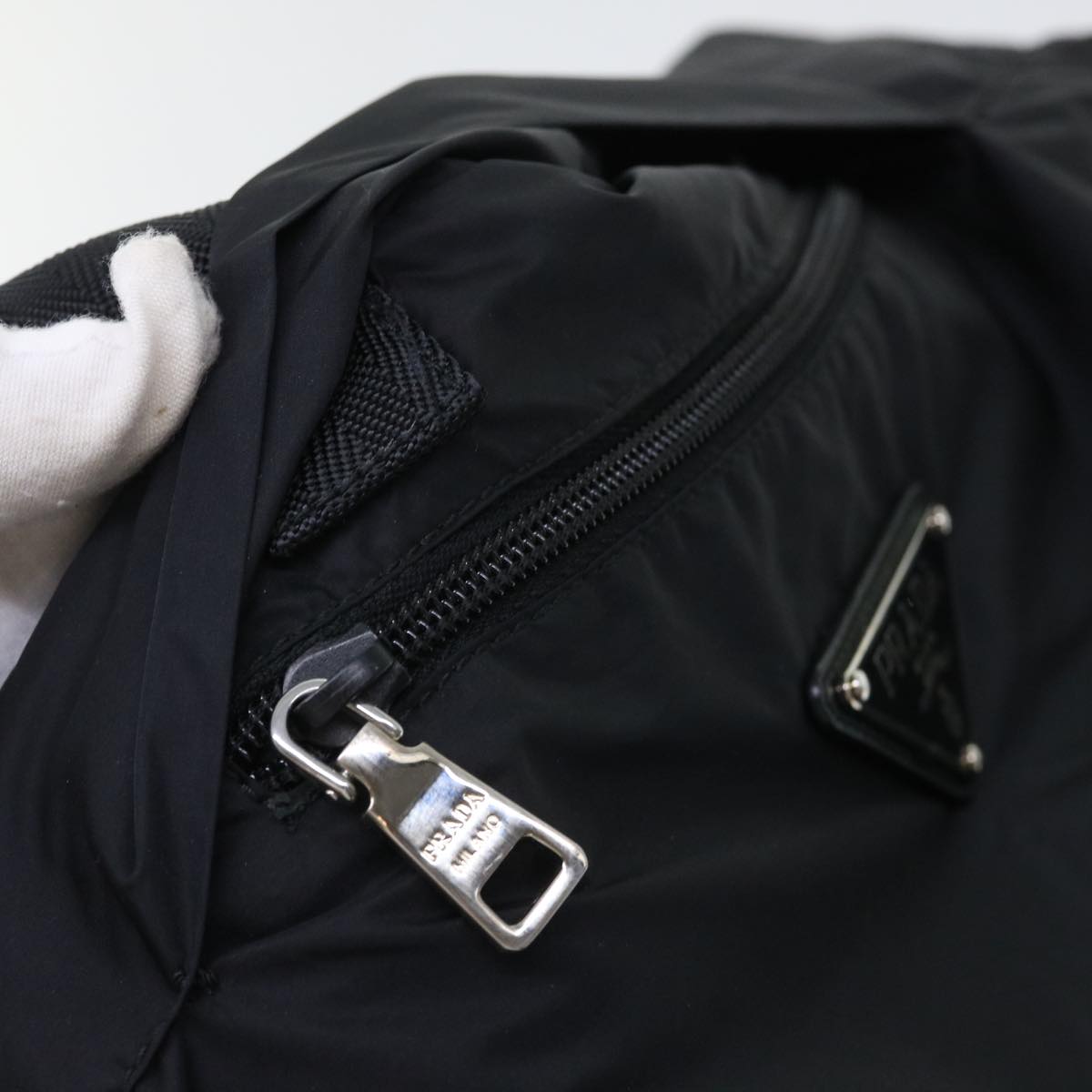 PRADA Hand Bag Nylon Black Auth 50502