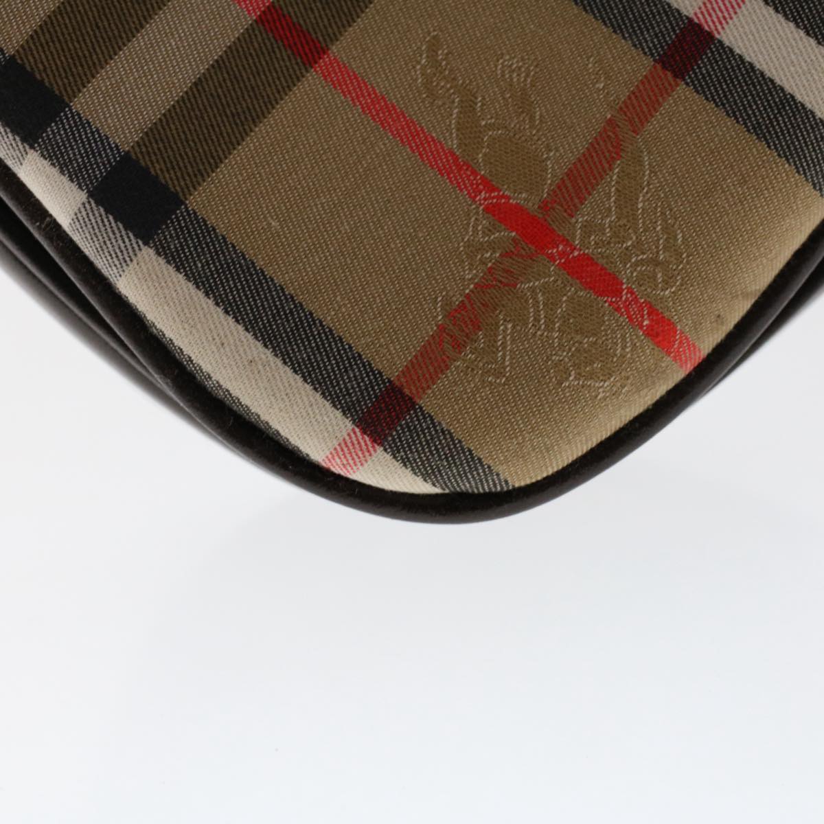 Burberrys Nova Check Shoulder Bag Canvas Leather Beige Dark Brown Red Auth 50512