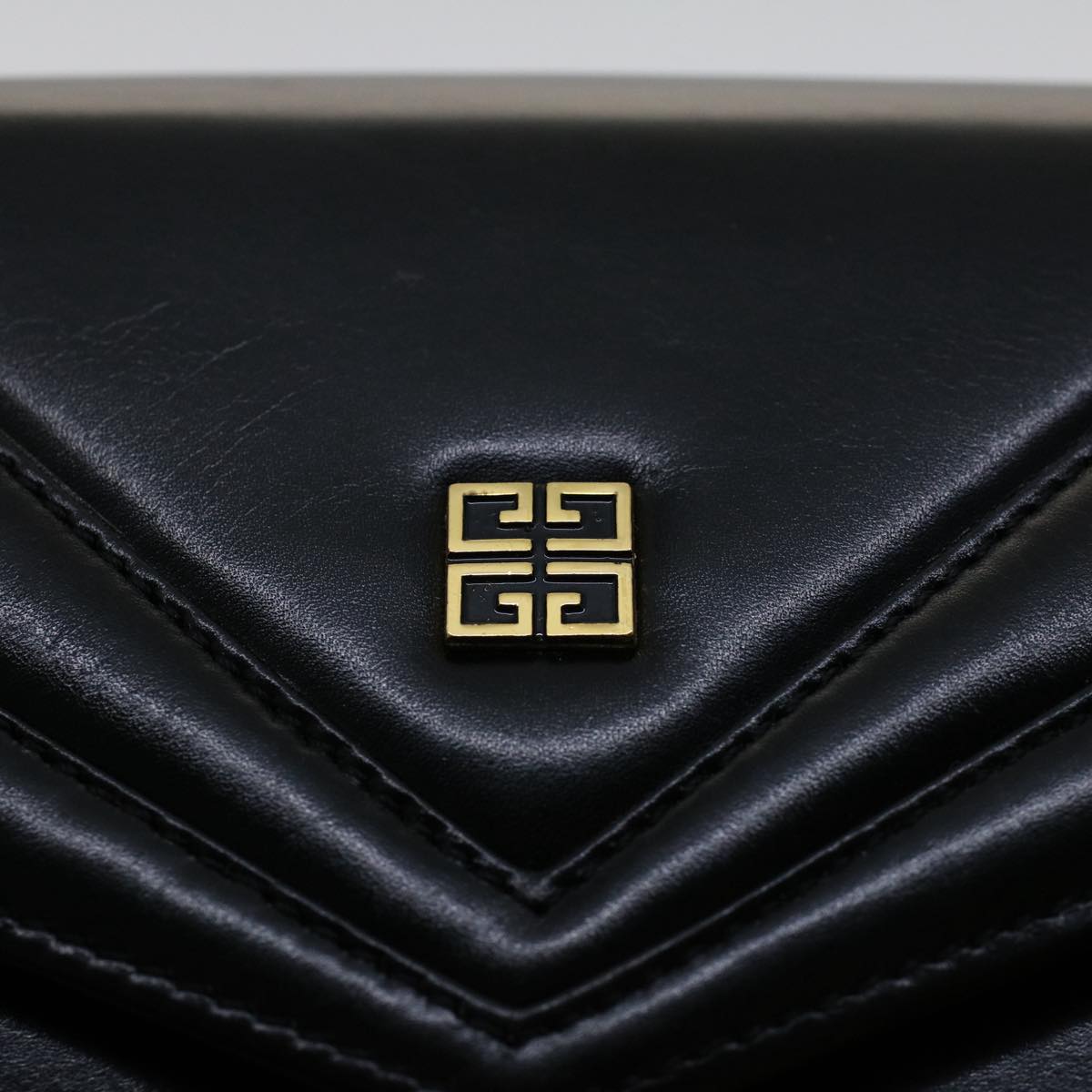 GIVENCHY Chain Shoulder Bag Leather Black Auth 50520