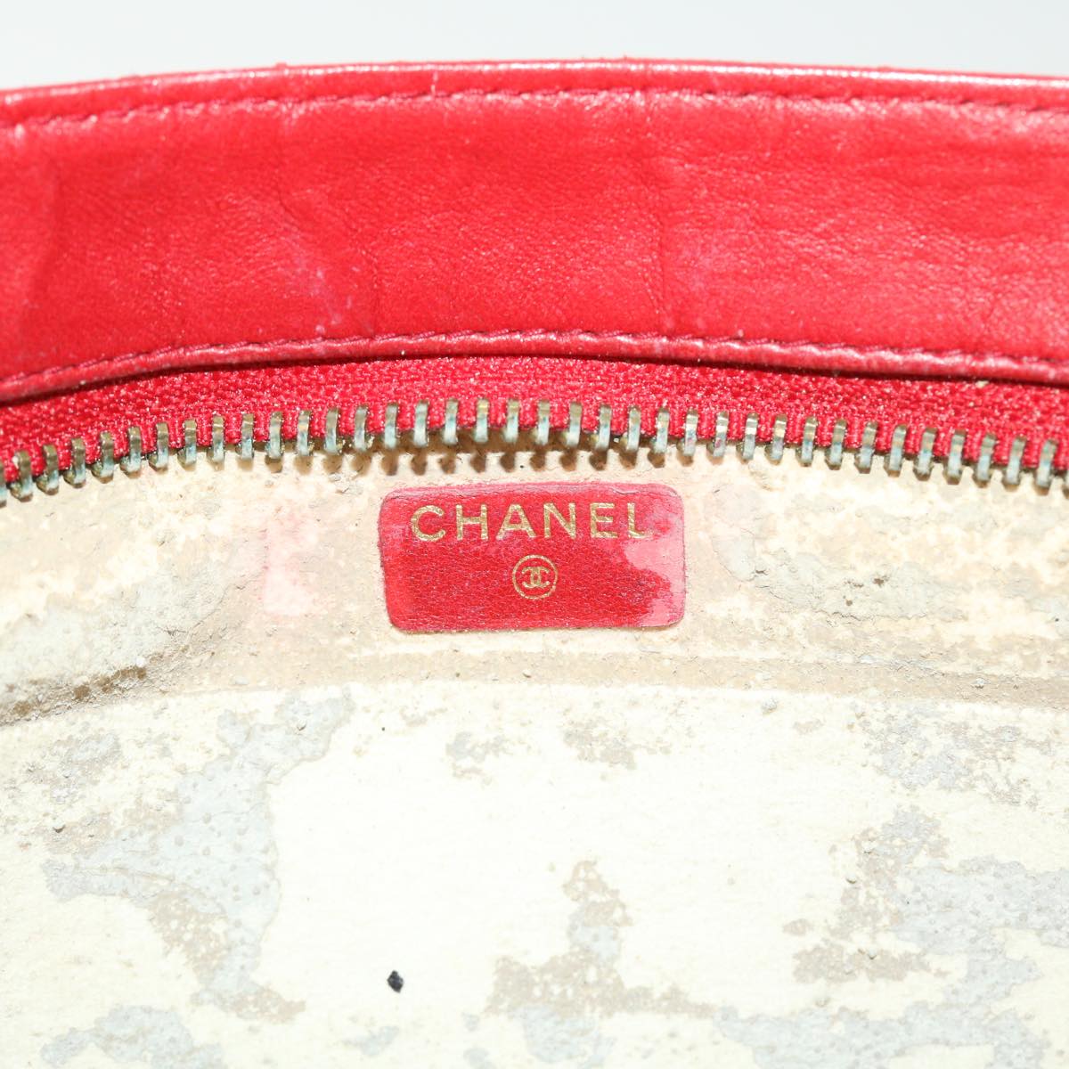 CHANEL Bicolole Clutch Bag Lamb Skin Red CC Auth 50546