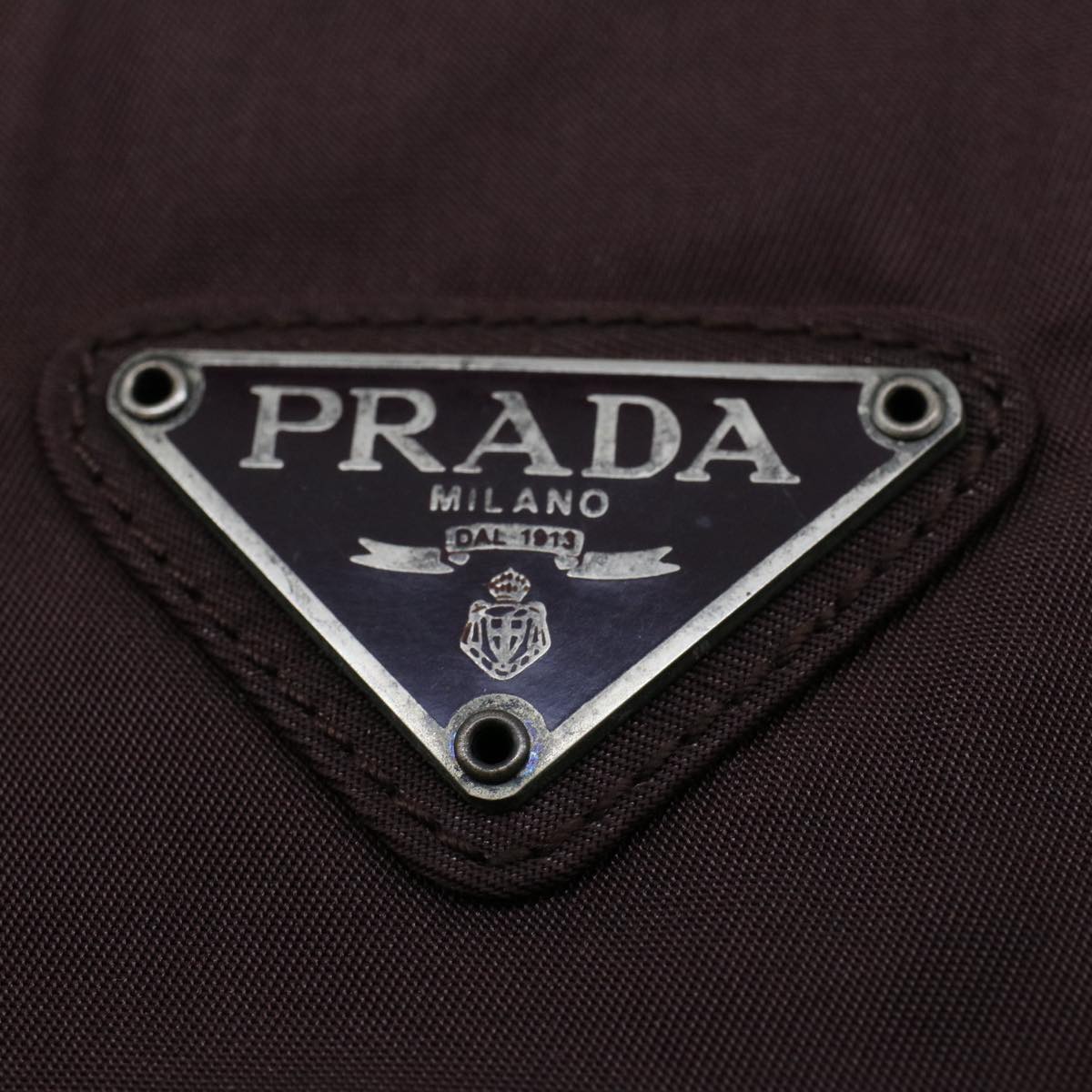 PRADA Hand Bag Nylon Brown Auth 50577