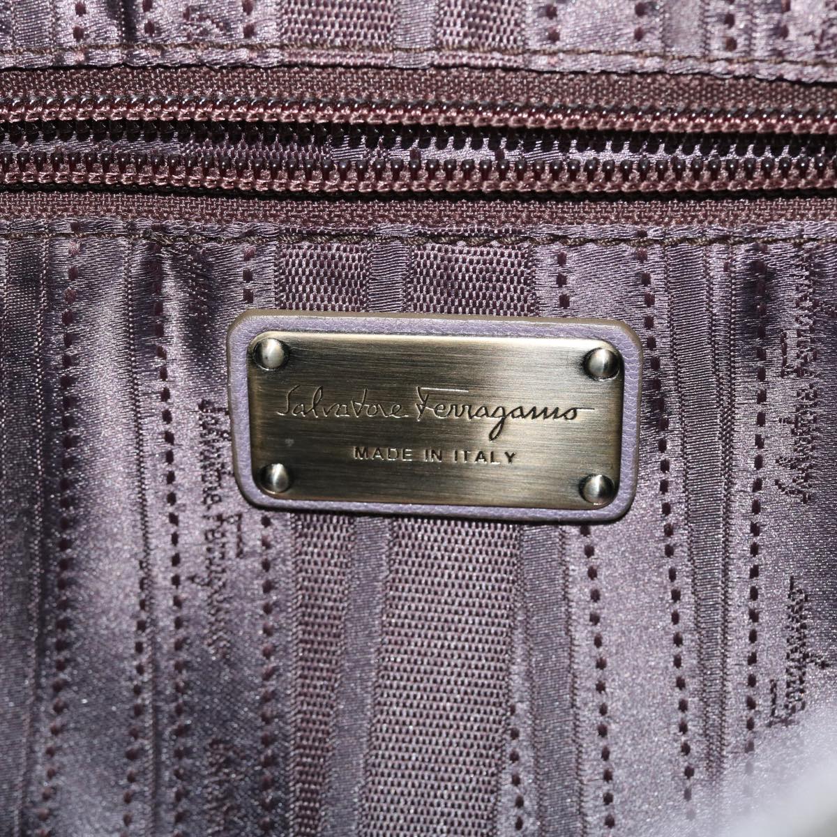 Salvatore Ferragamo Gancini Shoulder Bag Leather Purple Auth 50590