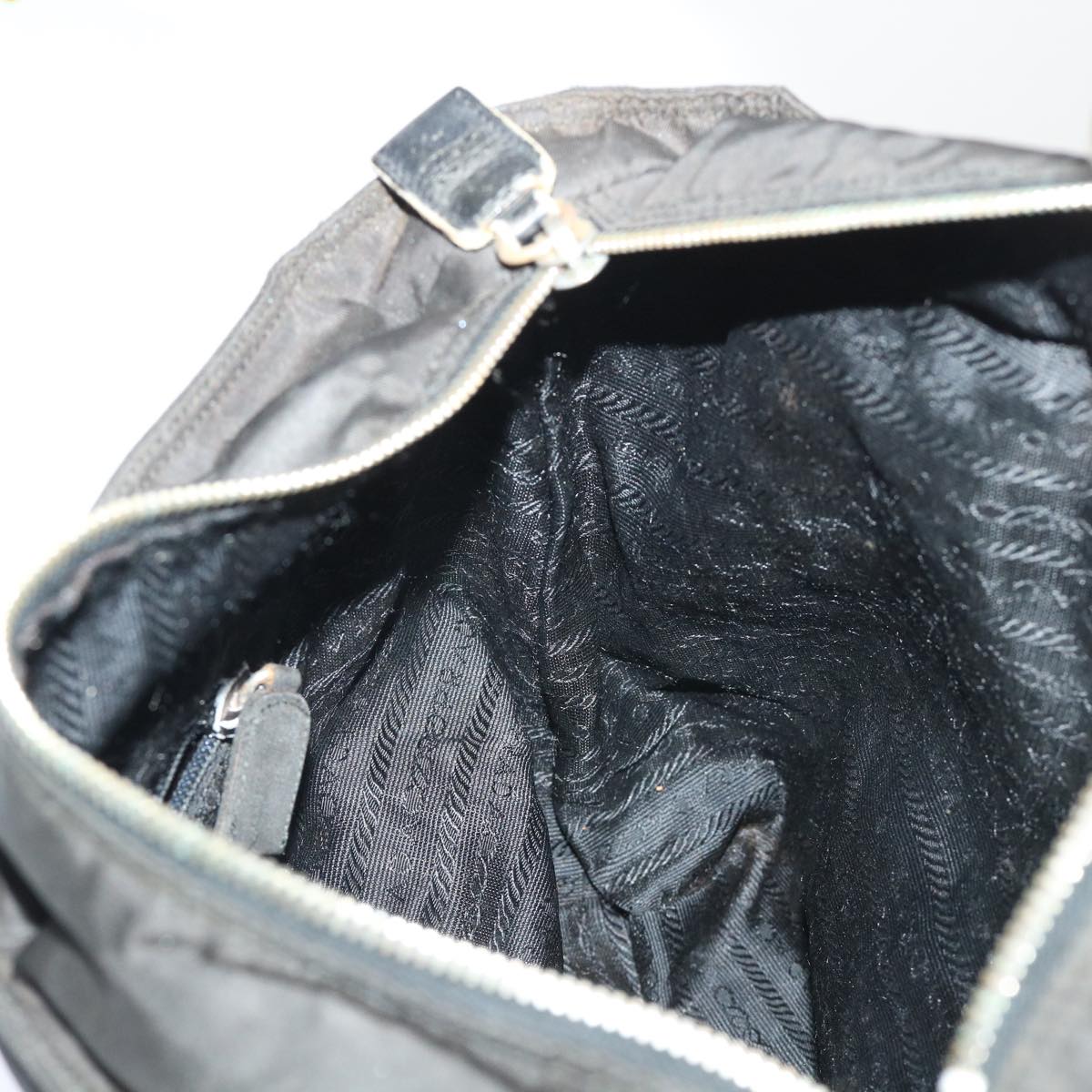 PRADA Quilted Chain Shoulder Bag Nylon Black Auth 50598