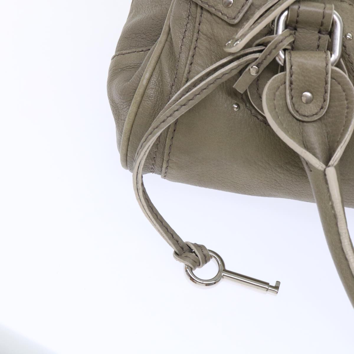 Chloe Paddington Shoulder Bag Leather Gray 01-08-51-5191 Auth 50607
