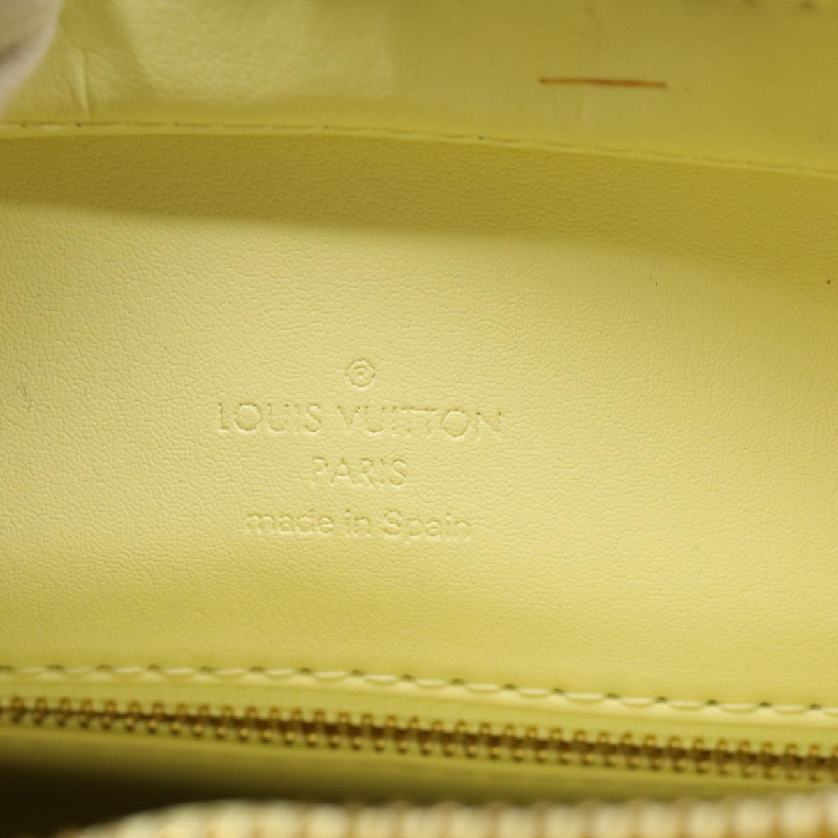LOUIS VUITTON Monogram Vernis Houston Hand Bag Lime Yellow M91055 LV Auth 50669