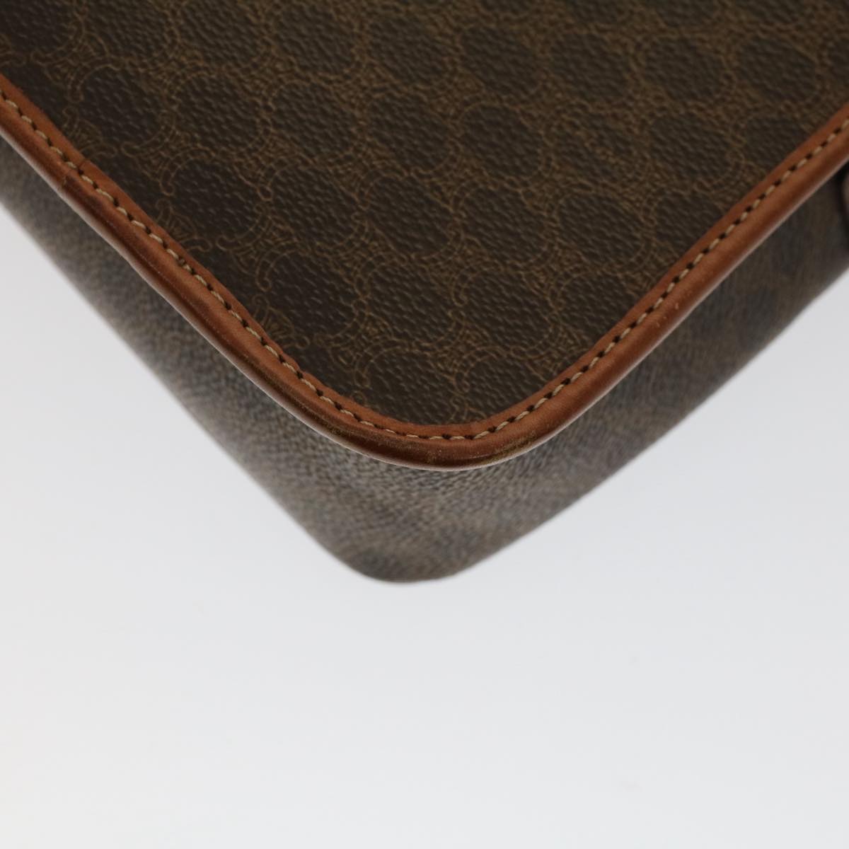 CELINE Macadam Canvas Shoulder Bag PVC Leather Brown Auth 50775