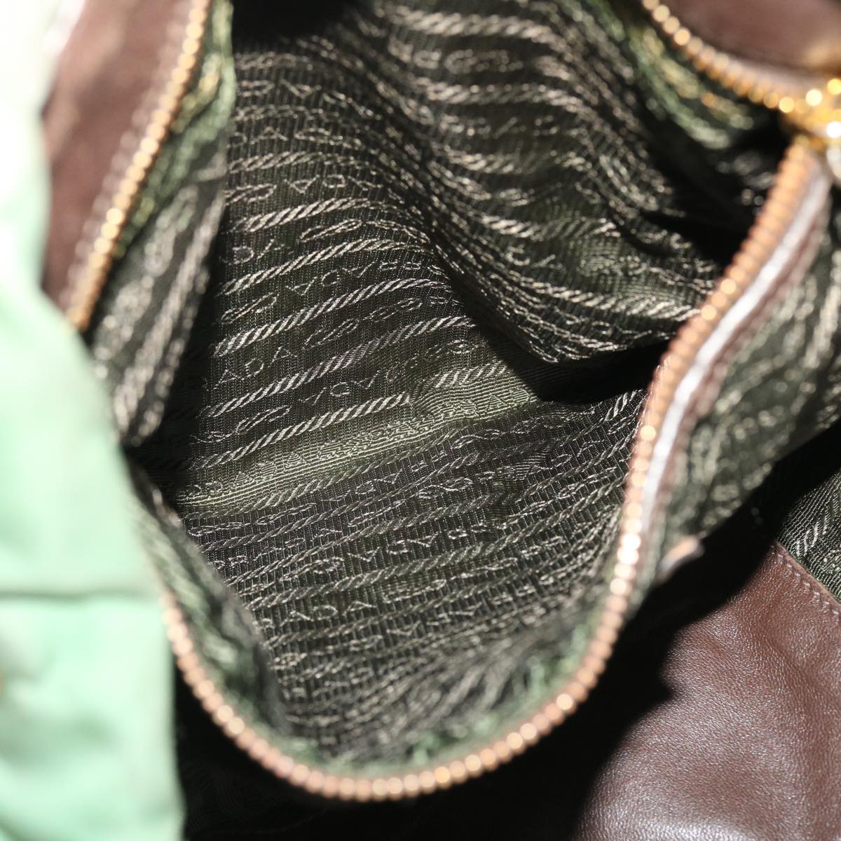 PRADA Shoulder Bag Nylon Green Auth 50780