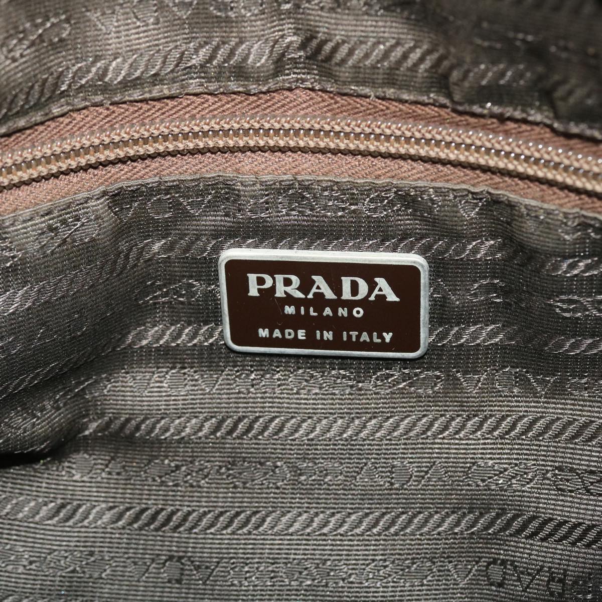 PRADA Hand Bag Nylon Khaki Auth 50792