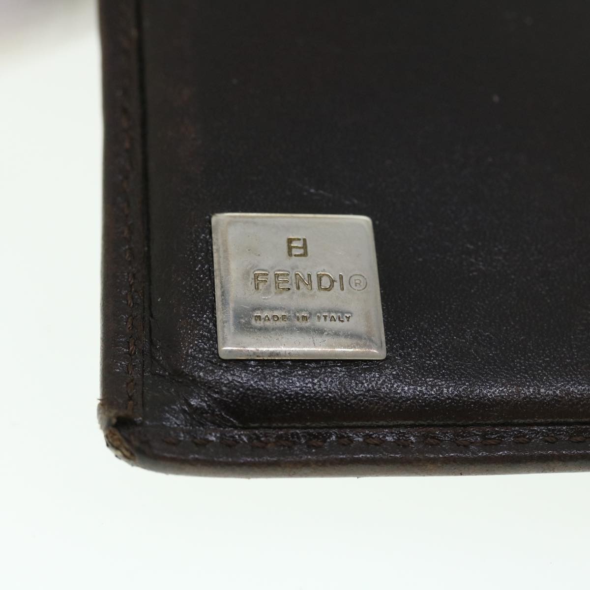 FENDI Zucca Canvas Wallet Black Brown Auth 50849