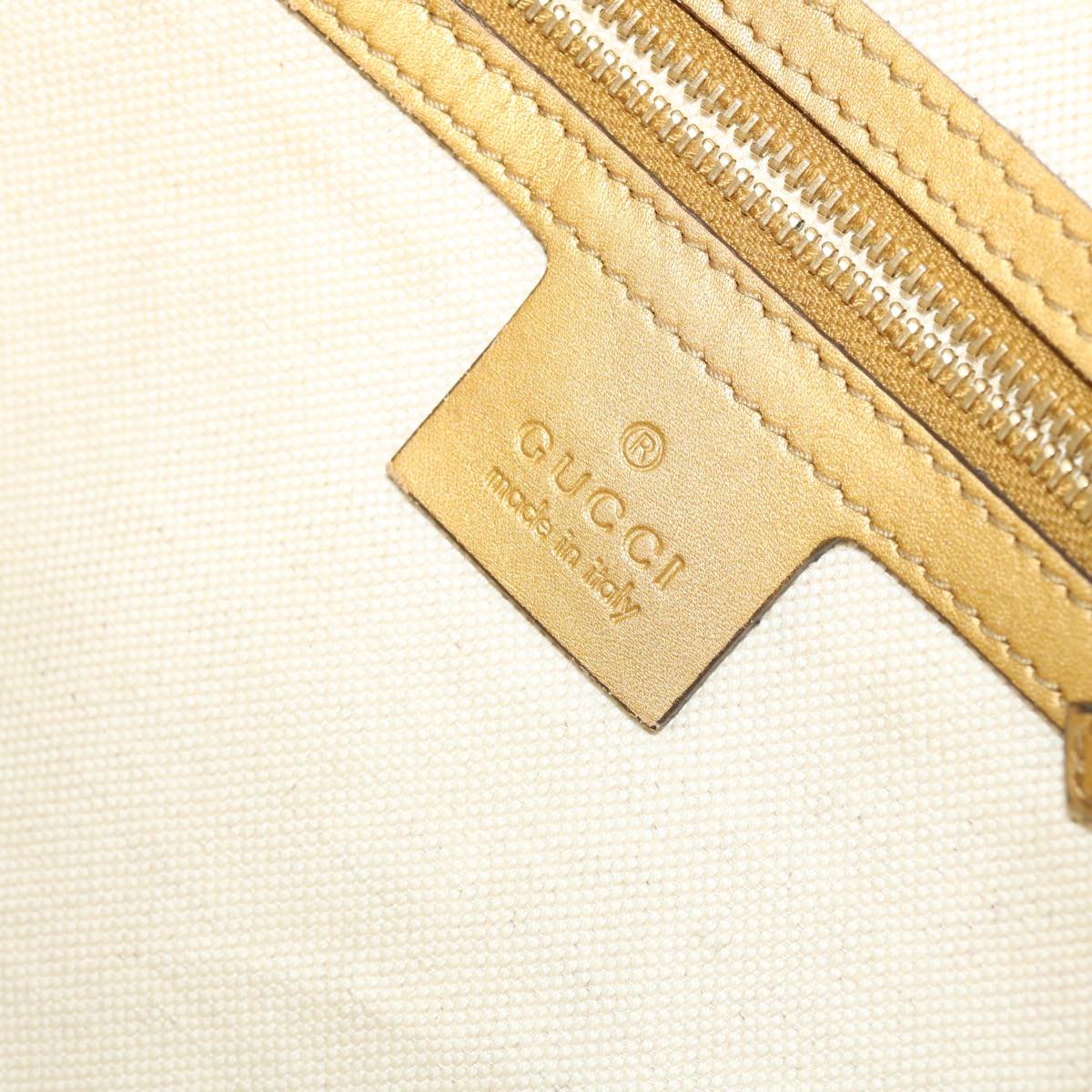 GUCCI GG Canvas Shoulder Bag Leather Beige Gold 257072 498879 Auth 50995