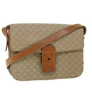 CELINE Macadam Canvas Shoulder Bag Canvas Leather Beige Brown Auth 51028-1