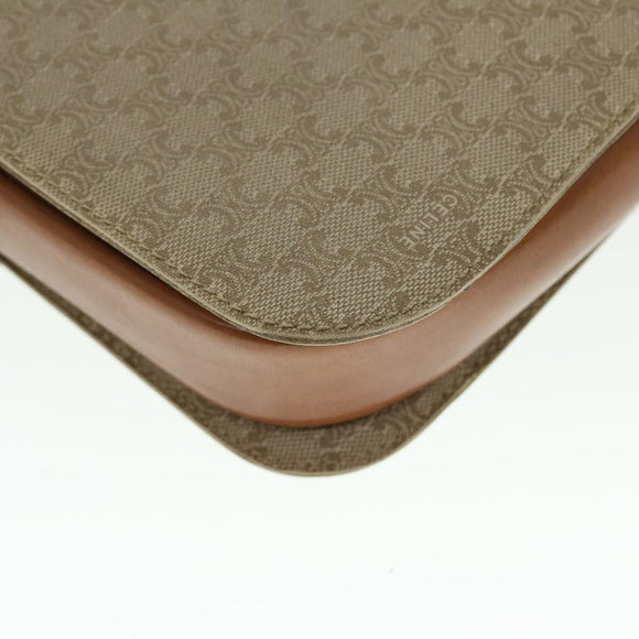 CELINE Macadam Canvas Shoulder Bag Canvas Leather Beige Brown Auth 51028