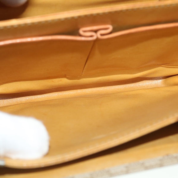 CELINE Macadam Canvas Shoulder Bag Canvas Leather Beige Brown Auth 51028