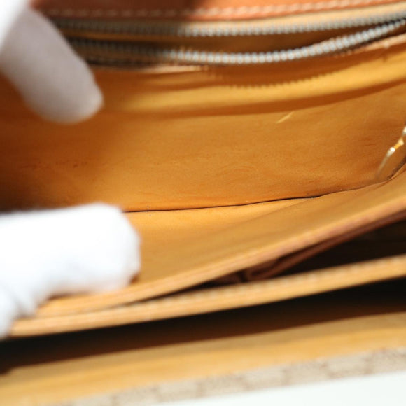 CELINE Macadam Canvas Shoulder Bag Canvas Leather Beige Brown Auth 51028