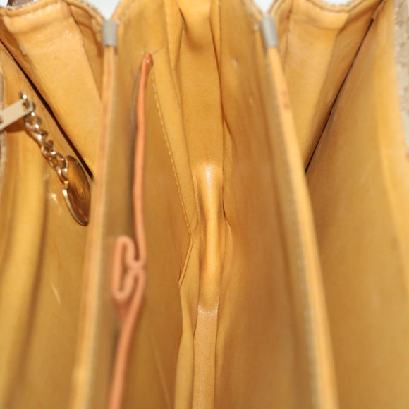 CELINE Macadam Canvas Shoulder Bag Canvas Leather Beige Brown Auth 51028