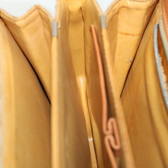 CELINE Macadam Canvas Shoulder Bag Canvas Leather Beige Brown Auth 51028