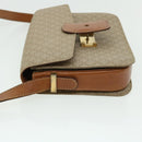 CELINE Macadam Canvas Shoulder Bag Canvas Leather Beige Brown Auth 51028-3