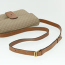 CELINE Macadam Canvas Shoulder Bag Canvas Leather Beige Brown Auth 51028-7