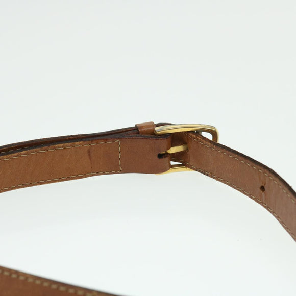 CELINE Macadam Canvas Shoulder Bag Canvas Leather Beige Brown Auth 51028