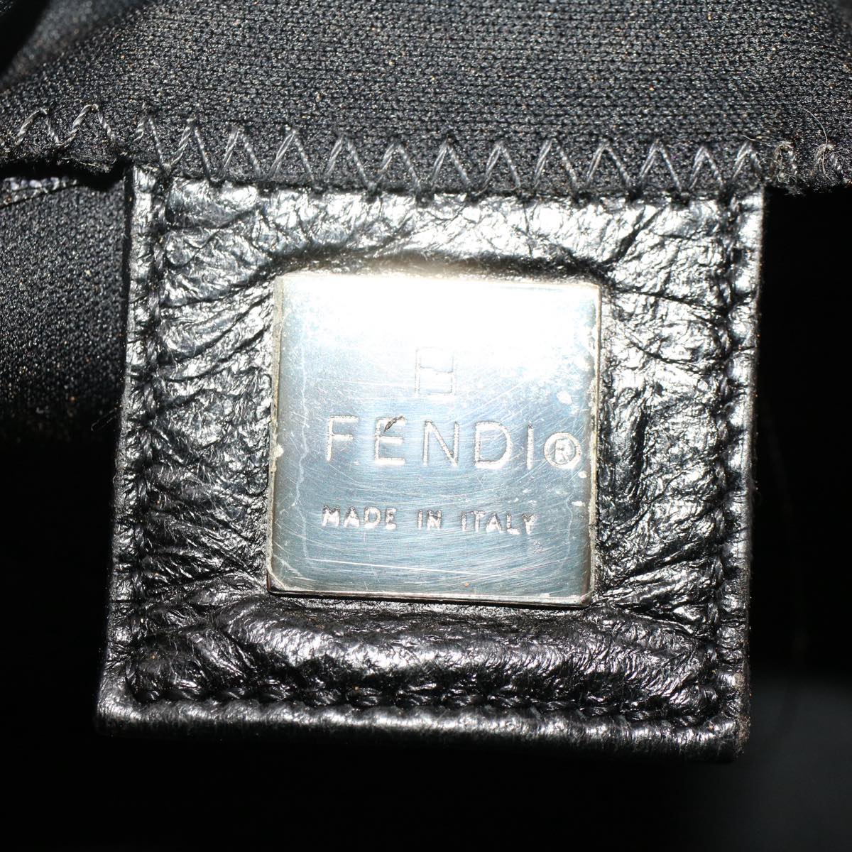 FENDI Mamma Baguette Shoulder Bag Nylon Black Auth 51049