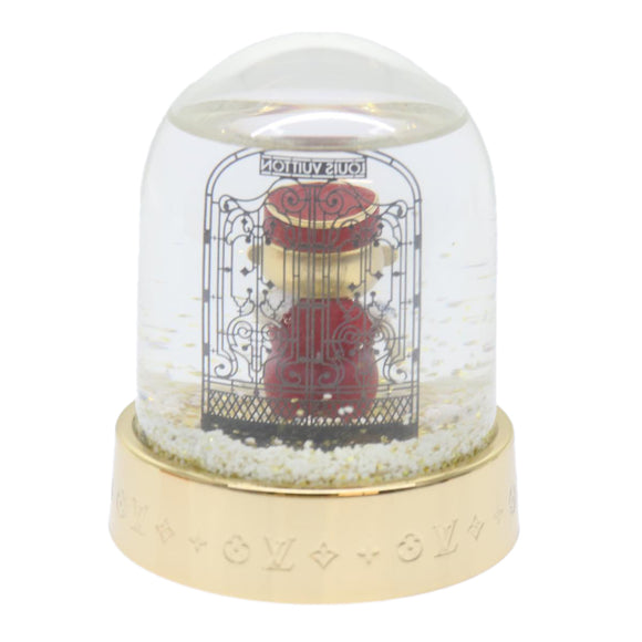 LOUIS VUITTON Gaston Snowball Snow Globe Clear Gold GI0550 LV Auth 51069