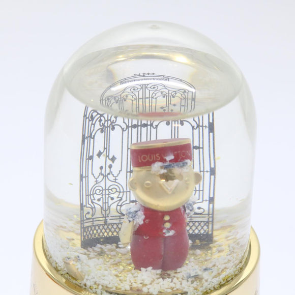 LOUIS VUITTON Gaston Snowball Snow Globe Clear Gold GI0550 LV Auth 51069