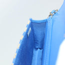 CHANEL Chain Shoulder Bag Raffia Blue Beige CC Auth 51139SV-20