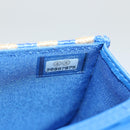 CHANEL Chain Shoulder Bag Raffia Blue Beige CC Auth 51139AV-11