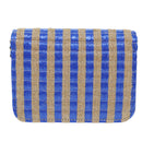 CHANEL Chain Shoulder Bag Raffia Blue Beige CC Auth 51139SV-2