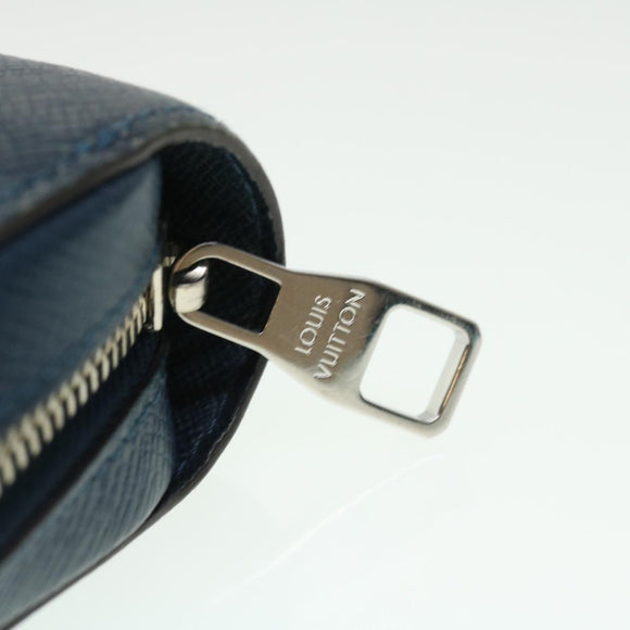 LOUIS VUITTON Taiga Zippy XL Wallet Blue Marine M44276 LV Auth 51249