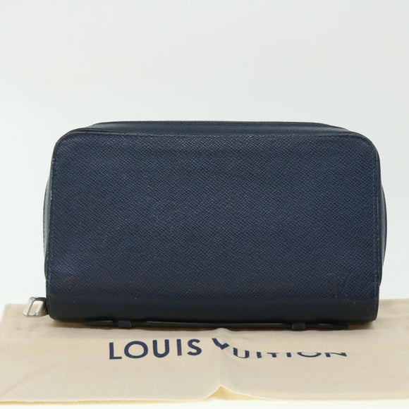 LOUIS VUITTON Taiga Zippy XL Geldbörse Blue Marine M44276 LV Auth 51249