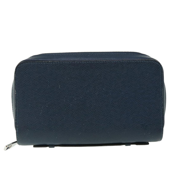 LOUIS VUITTON Taiga Zippy XL Geldbörse Blue Marine M44276 LV Auth 51249