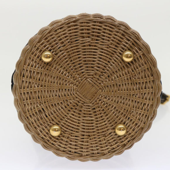 Christian Dior Basket Bag Trotter Canvas Shoulder Bag Rattan Blue Auth 51270AV