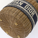 Christian Dior Basket Bag Trotter Canvas Shoulder Bag Rattan Blue Auth 51270AV-15