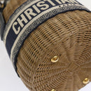 Christian Dior Basket Bag Trotter Canvas Shoulder Bag Rattan Blue Auth 51270AV-16