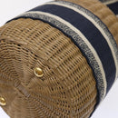 Christian Dior Basket Bag Trotter Canvas Shoulder Bag Rattan Blue Auth 51270AV-17