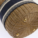 Christian Dior Basket Bag Trotter Canvas Shoulder Bag Rattan Blue Auth 51270AV-18