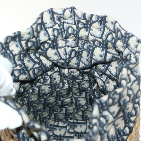 Christian Dior Basket Bag Trotter Canvas Shoulder Bag Rattan Blue Auth 51270AV