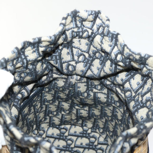 Christian Dior Basket Bag Trotter Canvas Shoulder Bag Rattan Blue Auth 51270AV