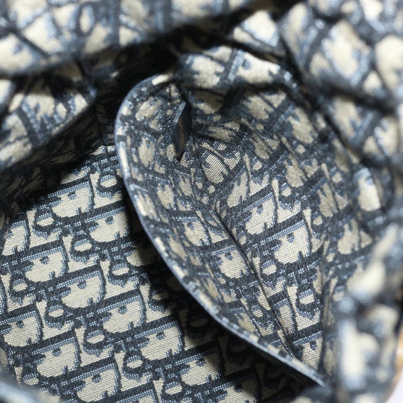 Christian Dior Basket Bag Trotter Canvas Shoulder Bag Rattan Blue Auth 51270AV