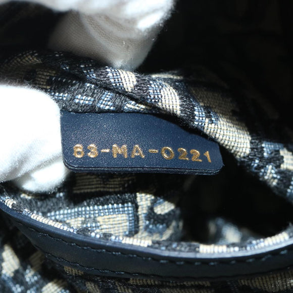 Christian Dior Basket Bag Trotter Canvas Shoulder Bag Rattan Blue Auth 51270AV