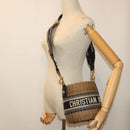Christian Dior Korbtasche Trotter Canvas Umhängetasche Rattan Blau Auth 51270SAV-24