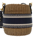Christian Dior Basket Bag Trotter Canvas Shoulder Bag Rattan Blue Auth 51270AV-2