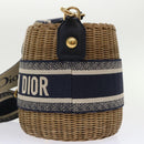 Christian Dior Basket Bag Trotter Canvas Shoulder Bag Rattan Blue Auth 51270AV-3