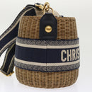 Christian Dior Basket Bag Trotter Canvas Shoulder Bag Rattan Blue Auth 51270AV-4
