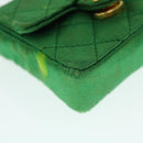 CHANEL Mini Matelasse Chain Pouch Shoulder Bag Satin Green Gold CC Auth 51271V-16
